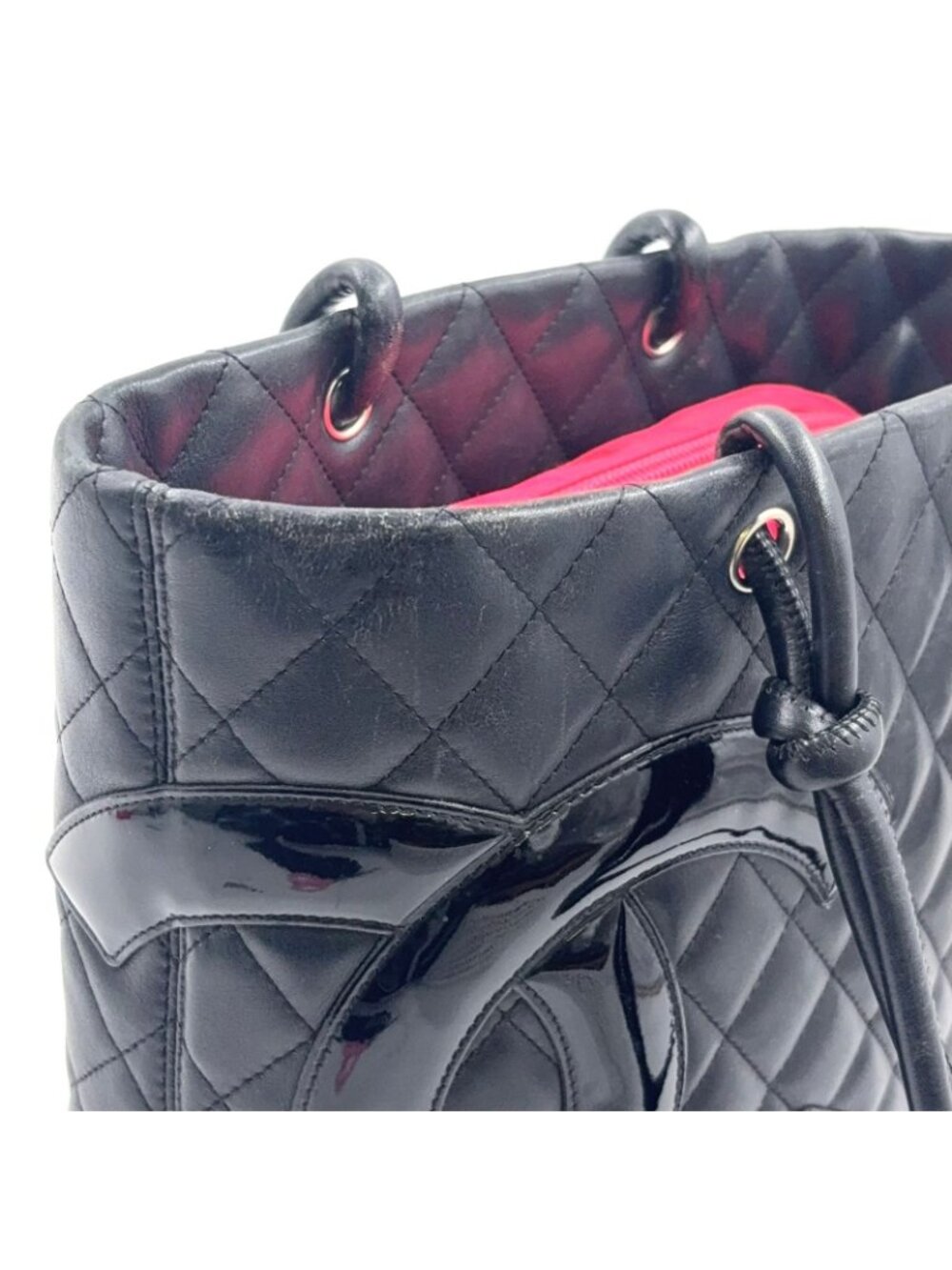 Chanel Cambon Line Leather Enamel Black Tote Silver - Picture 10 of 15